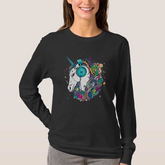 Techno Unicorn Dj Music  EDM Festival T-shirt (Voorkant)