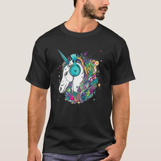 Techno Unicorn Dj Music  EDM Festival T-shirt (Voorkant)