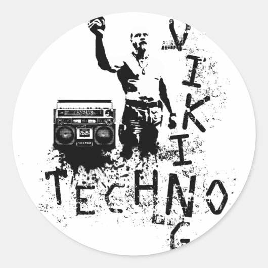 Techno Viking Ronde Sticker (Voorkant)