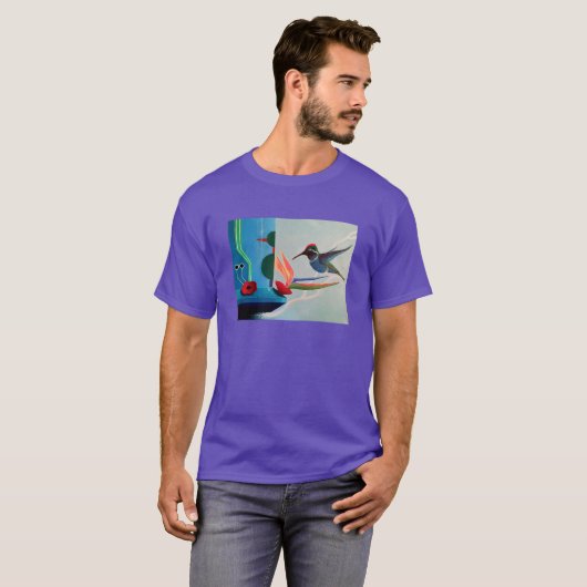 Technobird - Hummingbird and techno juxtaposition T-shirt (Voorkant volledig)