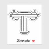Technologie Circuit Letter T Monogram Sticker (Vel)