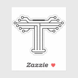 Technologie Circuit Letter T Monogram Sticker