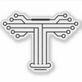 Technologie Circuit Letter T Monogram Sticker (Voorkant)
