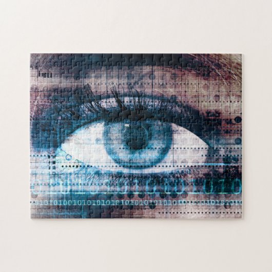 Technologie-innovatie met elektronisch oog legpuzzel (Horizontaal)