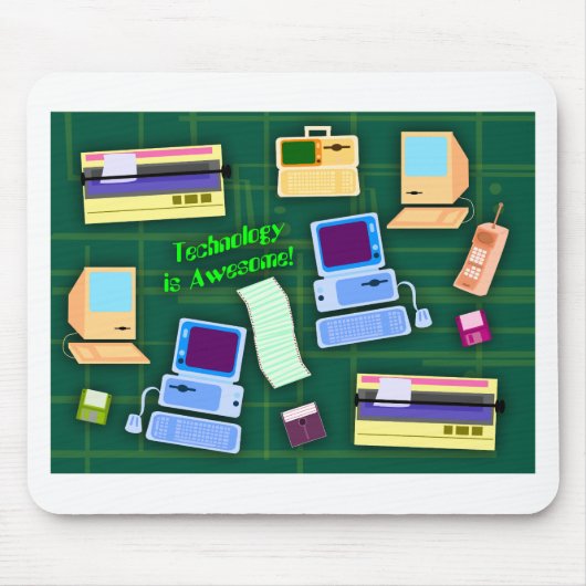 Technologie is Geweldige Leuke Retro Items Kunst Muismat (Voorkant)