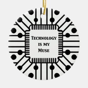 Technologie is mijn muze keramisch ornament