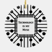 Technologie is mijn muze keramisch ornament (Achterkant)