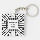Technologie is mijn muze sleutelhanger (Achterkant)