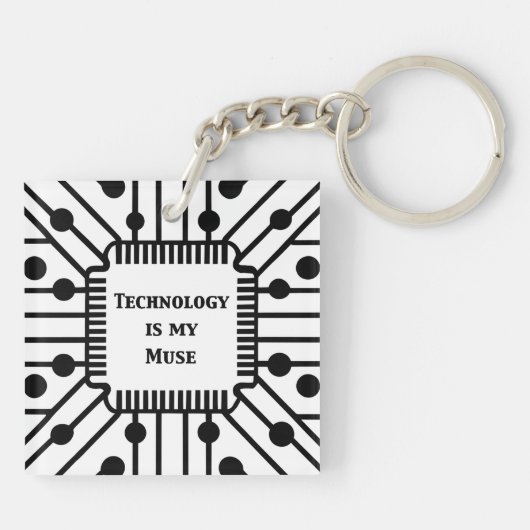 Technologie is mijn muze sleutelhanger (Achterkant)