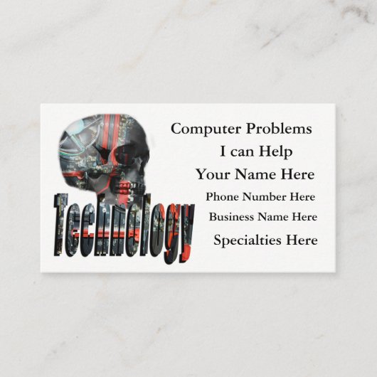 Technologie-Logo en computerschedel Visitekaartje (Voorkant)