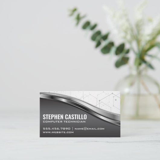 Technologie | Metallic Design Visitekaartje (Staand voorkant)