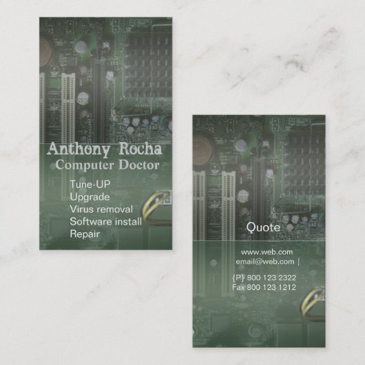 Technologie Moederbord Computer Tech Repair Visitekaartje (Voorkant / Achterkant)