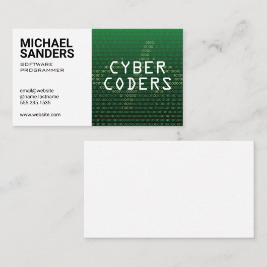 Technologie | Programmeur | Binaire code Visitekaartje (Voorkant / Achterkant)