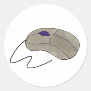 Technologie voor bekabelde technische computermuis ronde sticker