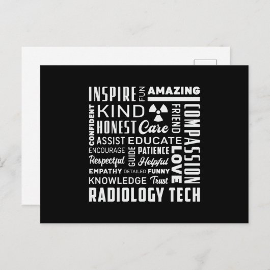 Technologie voor radiologie Tech Tech Rad Tech X-R Briefkaart (Voorkant / Achterkant)