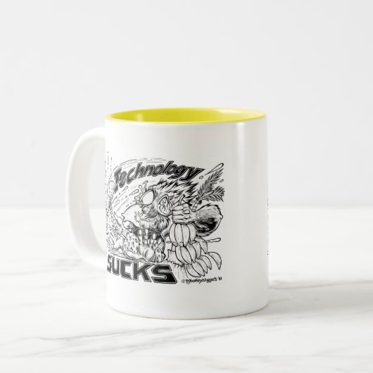 technologie zucht aap tweekleurige koffiemok (Voorkant links)