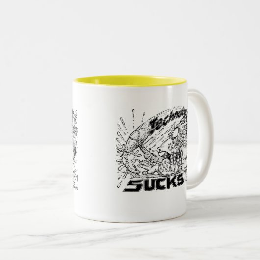 technologie zucht aap tweekleurige koffiemok (Voorkant rechts)