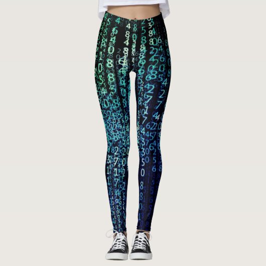 Technologiematrix binaire code Aqua Black Leggings (Voorkant)