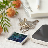 Technologiematrix binaire code blauw groen sleutelhanger (Zijkant)