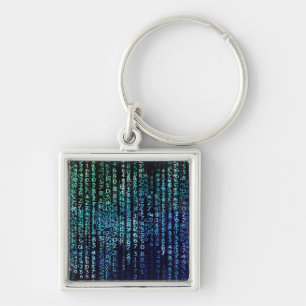Technologiematrix binaire code blauw groen sleutelhanger
