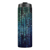 Technologiematrix binaire code blauw groen thermosbeker (Voorkant)