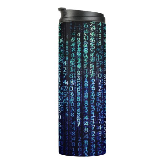 Technologiematrix binaire code blauw groen thermosbeker (Geroteerd rechts)