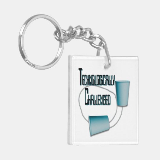 Technologisch uitgedaagde Humor Sleutelhanger (Voorkant Links)