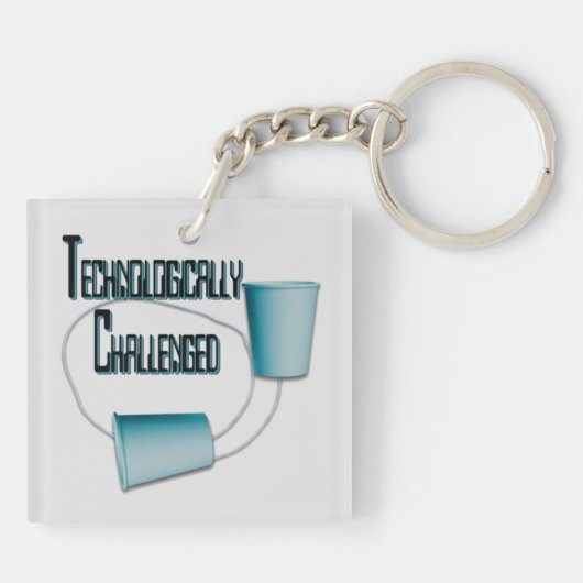 Technologisch uitgedaagde Humor Sleutelhanger (Achterkant)