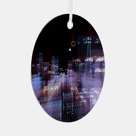 Technologische digitale stad metalen ornament (Voorkant Rechts)
