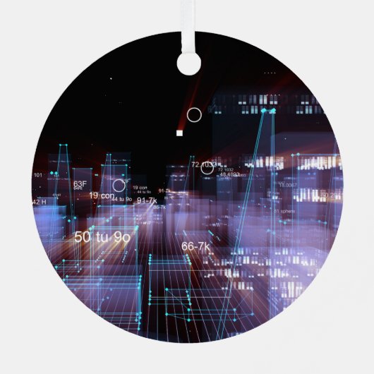 Technologische digitale stad metalen ornament (Achterkant)