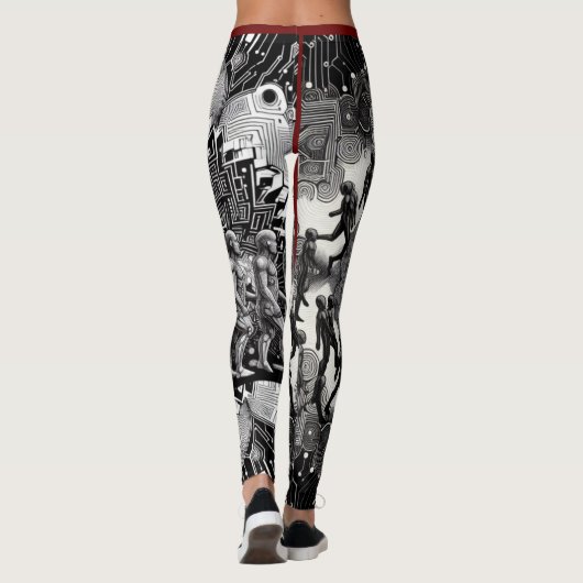 Technologische evolutie: Futuristische zwart-witco Leggings (Achterkant)