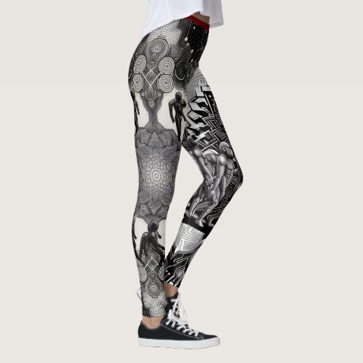 Technologische evolutie: Futuristische zwart-witco Leggings (Rechts)