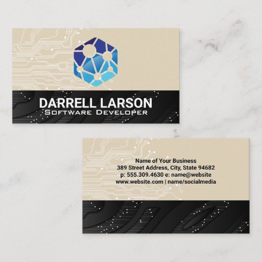 Technology Network Logo | Technische achtergrond v Visitekaartje (Voorkant / Achterkant)