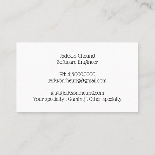 Technology Software Engineer Visitekaartje (Achterkant)