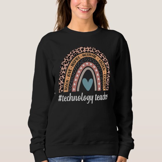 Technology Teacher Rainbow Leopard Tech Teacher's Trui (Voorkant)