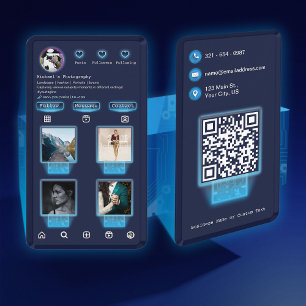 Techy IG Foto's toevoegen Fotografie Navy Blue QR  Visitekaartje