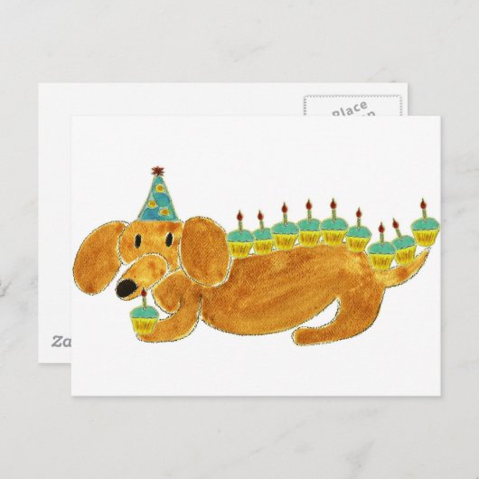 Teckel 10 Cupcakes Briefkaart (Voorkant / Achterkant)