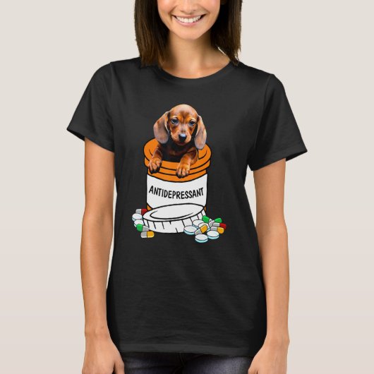 Teckel Antidepressiva Schattige Hond T-shirt (Voorkant)