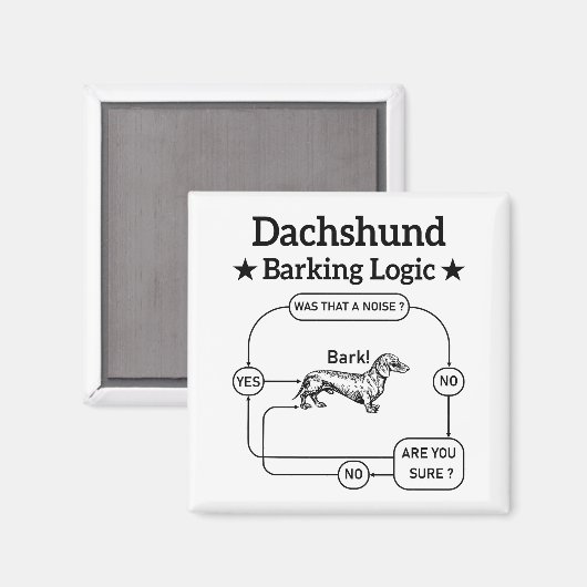 Teckel blaffende logica grappige weiner hond sarca magneet (Voorkant / Achterkant)