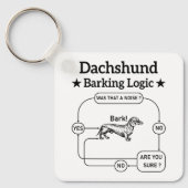 Teckel blaffende logica grappige weiner hond sarca sleutelhanger (Voorkant)