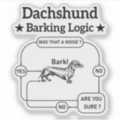 Teckel blaffende logica grappige weiner hond sarca sticker (Voorkant)