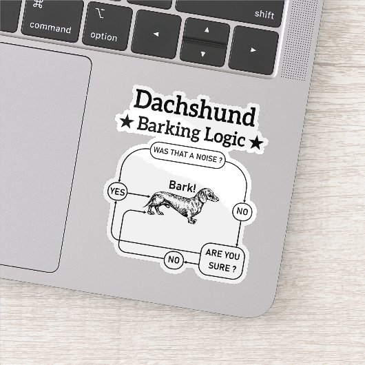 Teckel blaffende logica grappige weiner hond sarca sticker (Detail)