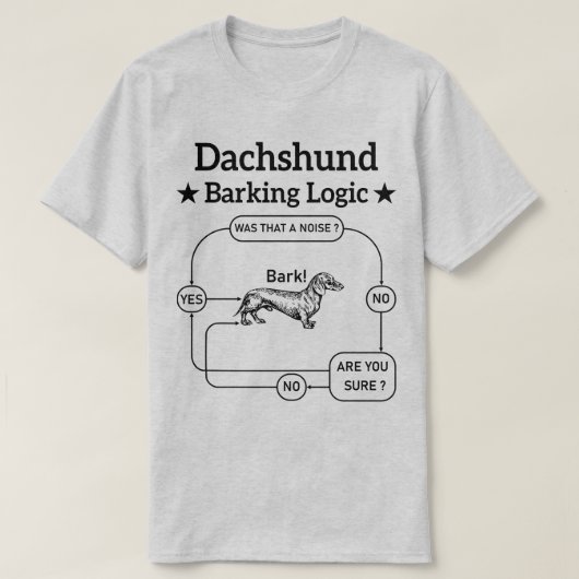Teckel blaffende logica grappige weiner hond sarca t-shirt (Design voorkant)