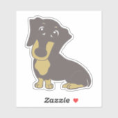 teckel blauw en tan cartoon sticker (Vel)