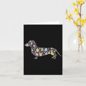 Teckel Bunny Easter Egg Paasdag Vrouwen Mannen Kaart (Gele Bloem)