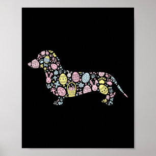 Teckel Bunny Easter Egg Paasdag Vrouwen Mannen Poster