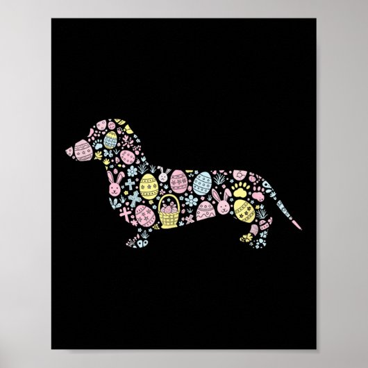 Teckel Bunny Easter Egg Paasdag Vrouwen Mannen Poster (Voorkant)