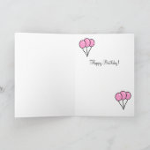 Teckel Cartoon Verjaardag Roze Ballonnen Kaart (Binnen)
