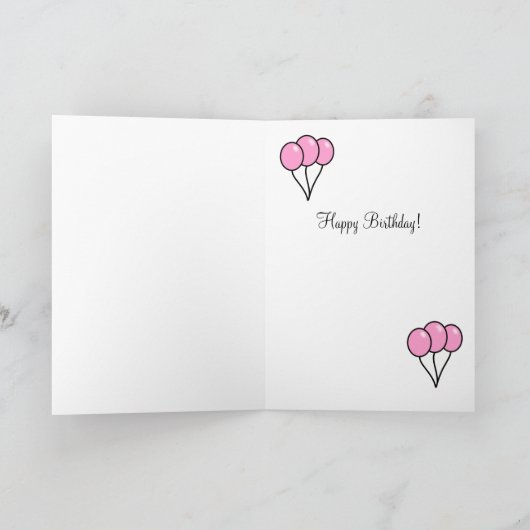 Teckel Cartoon Verjaardag Roze Ballonnen Kaart (Binnen)