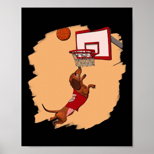 Teckel Chiweenie Wiener Hond spelen Bysketbyll Poster (Voorkant)